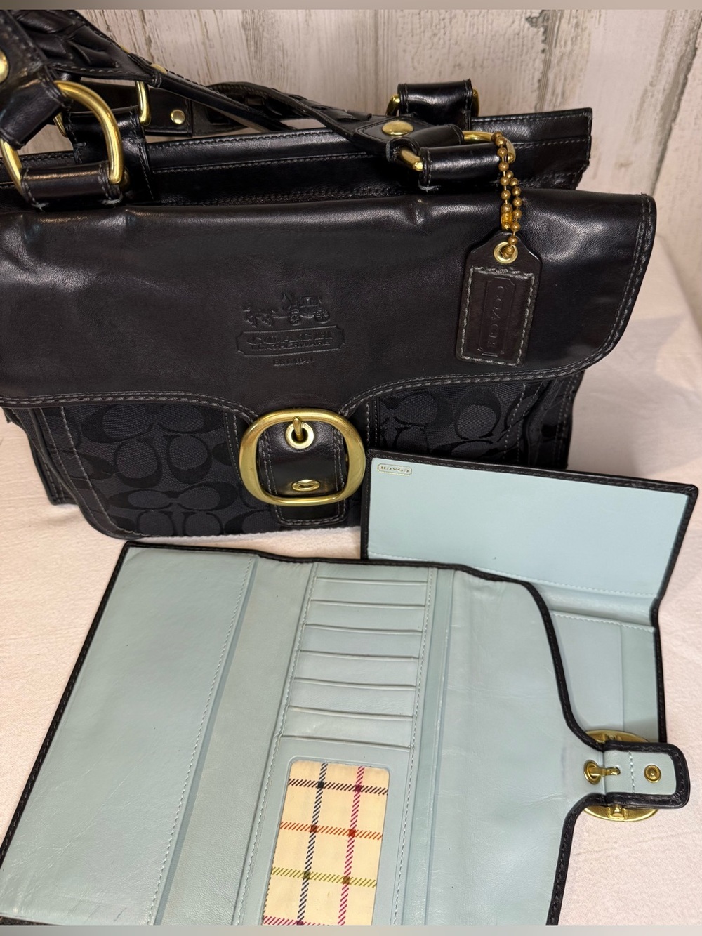 Coach Legacy Bleeker 2007 11435 Black Jaquard Black leather trim Matching Wallet - Picture 12 of 13